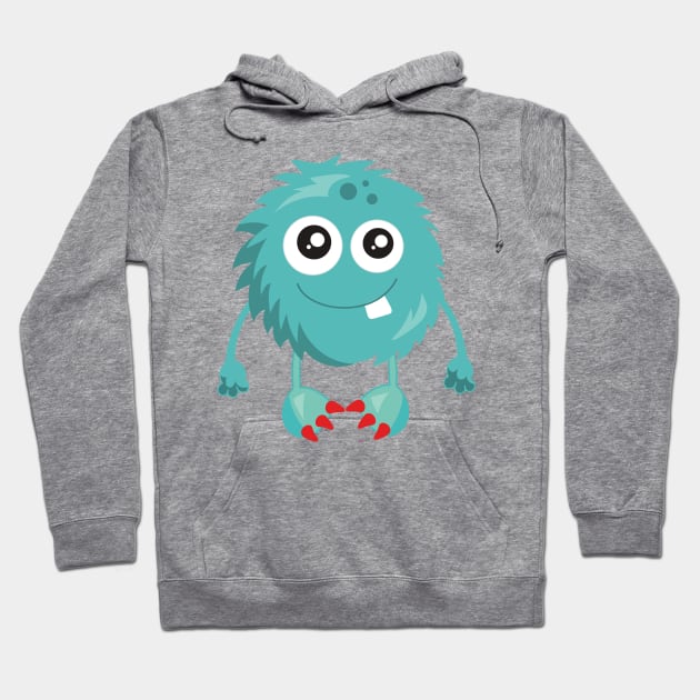 Furry Monster, Blue Monster, Cute Monster, Silly Hoodie by Jelena Dunčević